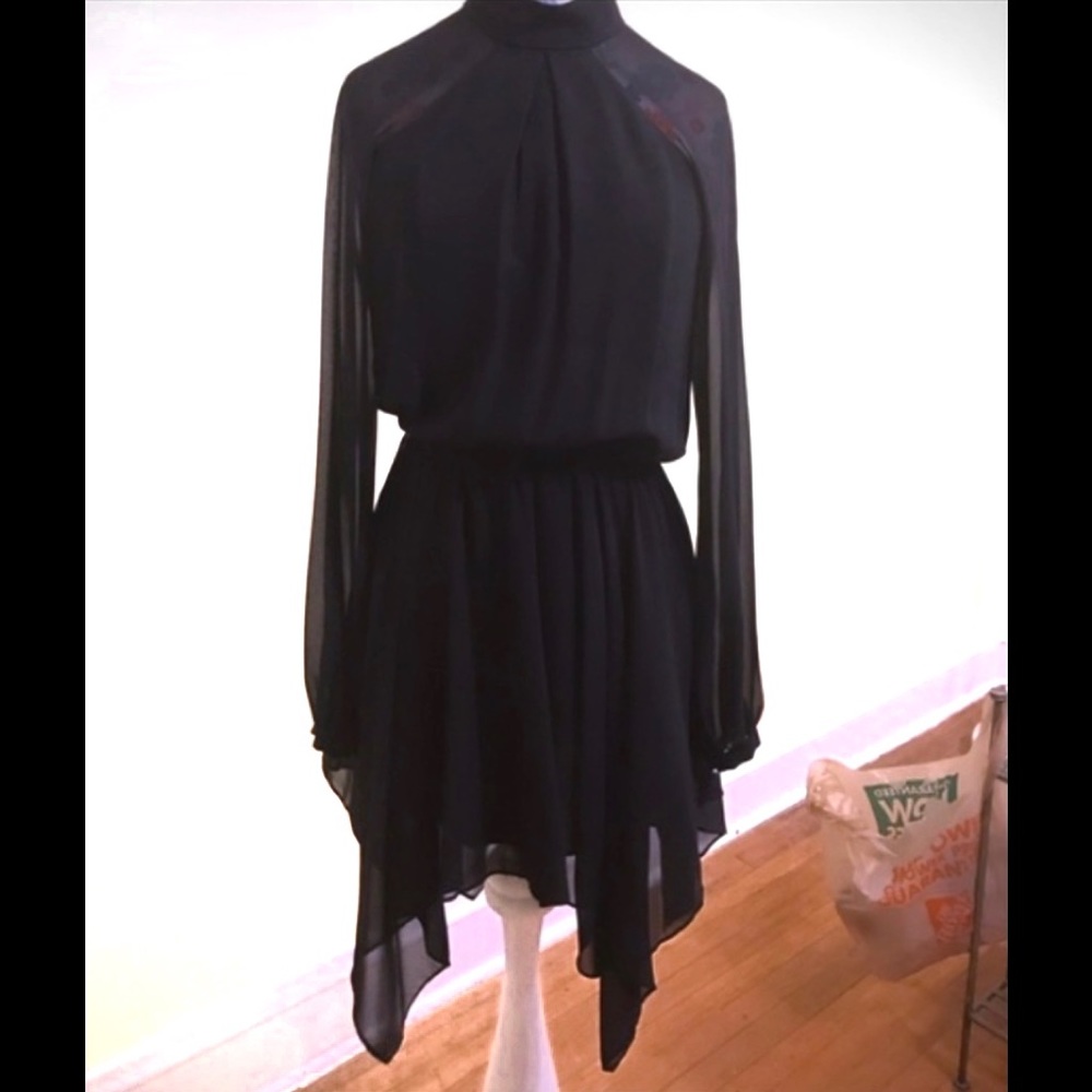 BCBG Handkerchief Hemline Dress with Tie Back